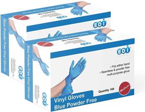 img 4 attached to 🧤 Powder-Free, Latex-Free Blue EDI Vinyl Gloves for Disposable Use