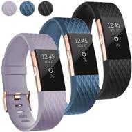 🔒 umaxget совместим с браслетами fitbit charge 2 - 3-пакета мягких силиконовых спортивных ремешков с розовой золотой пряжкой - специальное издание для мужчин и женщин - размеры: большой и маленький логотип