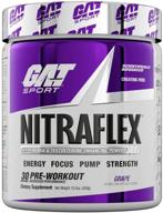 💪 gat sport nitraflex testosterone enhancing powder - boosts strength, energy & blood flow; enhances exercise performance; creatine-free (grape, 30 servings) logo