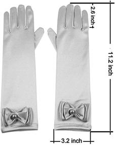img 1 attached to 👧 Stunning 6 Pairs of Kids Stretch Satin Long Finger Pearl Bow Dress Gloves for Girls