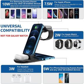 img 3 attached to 🔌 4-in-1 Wireless Charging Station Dock by Jonwelsy - Fast Qi Charger for Apple Watch, Airpods Pro, iPhone 12 Pro Max/11/SE, Samsung Galaxy S21/Note 20 - with 18W QC3.0 Adapter Included