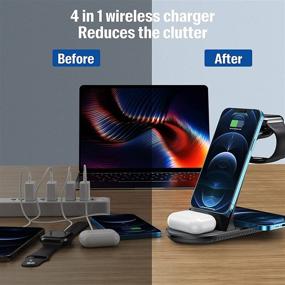 img 2 attached to 🔌 4-in-1 Wireless Charging Station Dock by Jonwelsy - Fast Qi Charger for Apple Watch, Airpods Pro, iPhone 12 Pro Max/11/SE, Samsung Galaxy S21/Note 20 - with 18W QC3.0 Adapter Included