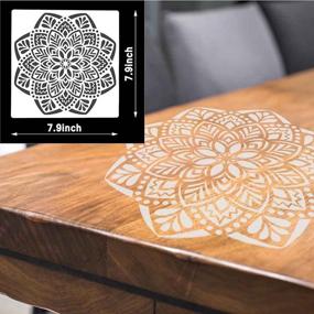 img 3 attached to 🎨 Set of 16 Reusable Mandala Stencils for Painting on Wood, Floors, Walls, Tiles, Fabric, and Furniture - Large Pattern Templates (7.9 x 7.9 inch)