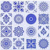 🎨 set of 16 reusable mandala stencils for painting on wood, floors, walls, tiles, fabric, and furniture - large pattern templates (7.9 x 7.9 inch) logo