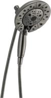 🚿 enhance your shower experience with delta-faucet 58480-ks25-pk h2okinetic 5 setting two-in-one shower combo, 2.5 gpm, black stainless steel logo