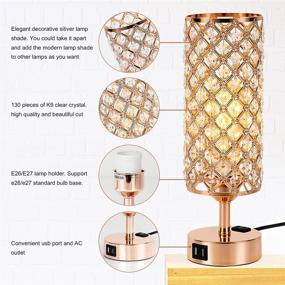 img 2 attached to Crystal Touch Control Bedside Table Lamp with 3-Way Dimmable Light, Modern Nightstand Desk Lamp with Dual USB Charging Ports and Crystal Decorative Base