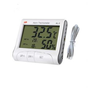 img 2 attached to 🌡️ Digital Alarm Thermometer for Aquarium, Fish Tank with Hygrometer for Room, Reptile Tank, Egg Incubator - Mini Alarm Indoor Thermometer with Magnetic Stand