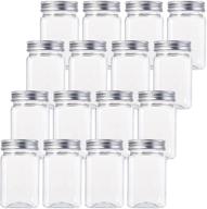 bekith 12oz clear plastic jars with lids, set of 16 – airtight containers for food storage | refillable square plastic jars for dry foods, peanut butter, honey & jam storage логотип