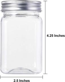 img 2 attached to Bekith 12oz Clear Plastic Jars With Lids, Set of 16 – Airtight Containers for Food Storage | Refillable Square Plastic Jars for Dry Foods, Peanut Butter, Honey & Jam Storage