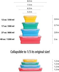 img 3 attached to BPA free airtight plastic lids - Set of 4 small and large collapsible silicone food storage containers for meal prep, cereal, pantry organization - Ideal for kids lunch boxes - Microwave & freezer-friendly