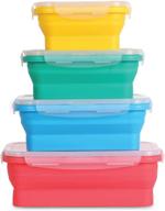 bpa free airtight plastic lids - set of 4 small and large collapsible silicone food storage containers for meal prep, cereal, pantry organization - ideal for kids lunch boxes - microwave & freezer-friendly logo