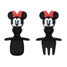 img 4 attached to 🍴 Bumkins Disney Silicone Chewtensils: Набор ложки и вилки для кормления малышей от 6 месяцев+, дизайн Минни Маус - эффективные приборы для обучения и техники питания "Baby Led Weaning" в стадии 1.