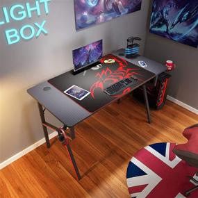 img 2 attached to DESIGNA Gaming Desk 47'': K-Shaped Computer Desk with Gamer Style, Mouse Pad, Cup Holder, and More!