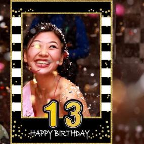 img 2 attached to 📸 Black and Gold 13th Birthday Selfie Photo Booth Frame with Support Cardboard - Upgraded Version for Birthday Party Photo Props