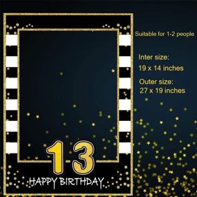 img 1 attached to 📸 Black and Gold 13th Birthday Selfie Photo Booth Frame with Support Cardboard - Upgraded Version for Birthday Party Photo Props