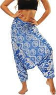 🌺 bohemian yoga pants for women – hippy harem trousers with smocked waist, flowy beach pant logo