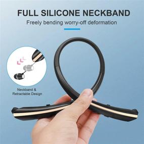 img 1 attached to Retractable Bluetooth Headphones: Black Gold Neckband Wireless Earphones with Noise Cancelling & Mic