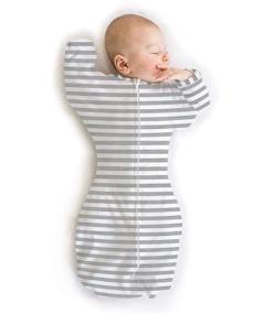img 4 attached to 👶 SwaddleDesigns Transitional Swaddle Sack, Gray Stripes - Medium, 3-6 Months, 14-21 lbs - Sleeves with Arms Up and Mitten Cuffs - Parents' Picks Award Winner