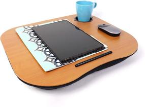 img 4 attached to 📚 Абсолютно удобный планшетный столик для колен: Подушечный столик для ноутбука, планшета, книг и многого другого - идеально подходит для использования в постели, на диване или в автомобиле.