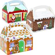 24 штуки 3d картонные коробки для рождественского дома - идеальны для праздничных рождественских сластей, подарков, подарочков на вечеринках, конфет и печенья - идеальные принадлежности для школьных классов, вечеринок и торжеств. логотип