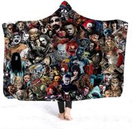 gothic sherpa fleece hooded blanket for adults - mysterious horror character design| cnkobe | wearable microfiber throw | bedding| size: 78.7x59inch logo