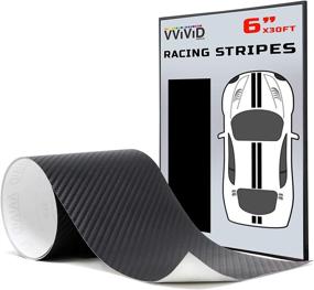 img 2 attached to 🏎️ Enhance Your Ride with VViViD Black Carbon Fiber Racing Stripe Wrap Film Roll (6 Inch x 30ft)