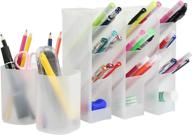 yotino translucent white pen storage holder - high capacity desk organizer for office studio school (5pcs) логотип