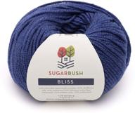 merino wool true navy bliss light weight yarn by sugar bush logo