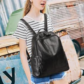 img 1 attached to Medium Black Leather Handbag Crossbody Fashion Backpack Purse for Women - Ideal for Travel
