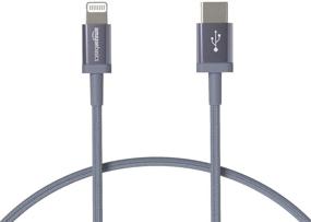 img 4 attached to 🔌 Amazon Basics Переходник USB-C на Lightning с оплеткой из нейлона - сертифицированное зарядное устройство MFi для iPhone 11 Pro/11 Pro Max - темно-серый, длиной 6 футов: высококачественное и прочное решение для зарядки.