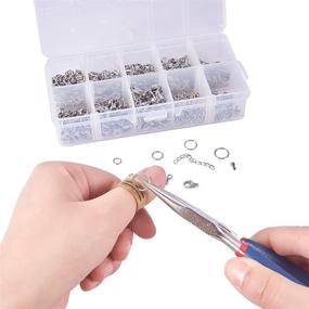 img 2 attached to PandaHall Elite 830 Pcs Jewelry Findings Kit: Stainless Steel 📿 Jump Rings, Lobster Claw Clasps, Extender Chains and more for Jewelry Making