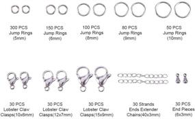 img 3 attached to PandaHall Elite 830 Pcs Jewelry Findings Kit: Stainless Steel 📿 Jump Rings, Lobster Claw Clasps, Extender Chains and more for Jewelry Making