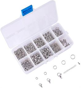 img 1 attached to PandaHall Elite 830 Pcs Jewelry Findings Kit: Stainless Steel 📿 Jump Rings, Lobster Claw Clasps, Extender Chains and more for Jewelry Making