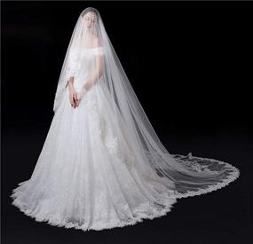 img 3 attached to 💍 Faiokaver Wedding Blusher Sequins Cathedral Veil: Elegant Women's Accessories for Special Occasions