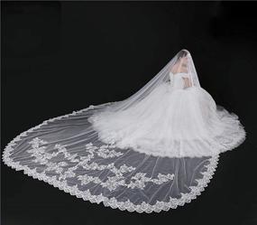 img 1 attached to 💍 Faiokaver Wedding Blusher Sequins Cathedral Veil: Elegant Women's Accessories for Special Occasions