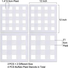 img 3 attached to 🐃 Set of 4 Buffalo Plaid Stencils 12x12Inch - Reusable Large Check Checker 18 Mil Mylar Template - Milky White DIY Farmhouse Pattern Stencil for Painting Wood &amp; Wall Art