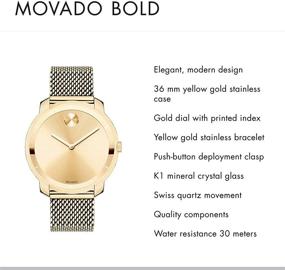 img 3 attached to ⌚ Стильные женские часы Movado BOLD с тонким золотым ремешком и циферблатом с печатным индексом, модель 3600242