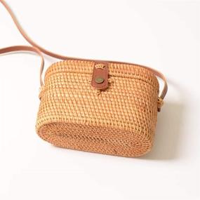 img 3 attached to Handmade Bali Ata Straw Rattan Bag - Medium Size Beach Summer Shoulder Bag in Beige by AMYPZN