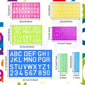 img 3 attached to 🎨 Letter Stencils Set – 14 Piece Plastic Alphabet and Number Stencils with Inch Ruler Border for Reusable Tracing and Painting on Wood, Ideal for DIY Art Projects