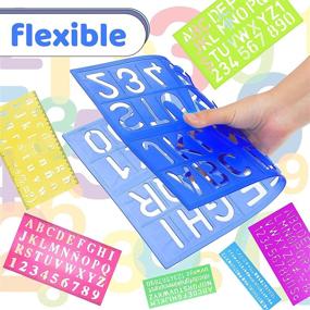 img 1 attached to 🎨 Letter Stencils Set – 14 Piece Plastic Alphabet and Number Stencils with Inch Ruler Border for Reusable Tracing and Painting on Wood, Ideal for DIY Art Projects