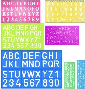 img 4 attached to 🎨 Letter Stencils Set – 14 Piece Plastic Alphabet and Number Stencils with Inch Ruler Border for Reusable Tracing and Painting on Wood, Ideal for DIY Art Projects