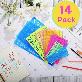 img 2 attached to 🎨 Letter Stencils Set – 14 Piece Plastic Alphabet and Number Stencils with Inch Ruler Border for Reusable Tracing and Painting on Wood, Ideal for DIY Art Projects