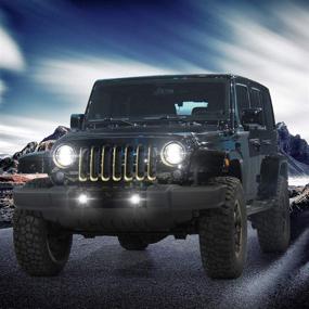 img 1 attached to 🚗 AUDEXEN 7" Chrome LED Headlights with DRL High Low Beam + 4" Chrome Smiley Design Cree LED Fog Lights for Jeep Wrangler JK JKU TJ LJ 1997-2018, 2020 Exclusive Patent - Enhanced SEO