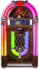 img 4 attached to 🎵 ARKROCKET Saturn V Jukebox Vinyl Record Player: Full-Size Retro Style with USB, SD, AUX, AM/FM Radio, MP3, CD-Player, Rainbow LED Light Up - Dark Oak