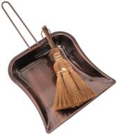 🧹 heavy duty vintage dust pan and brush set: small metal dustpan, natural handmade broom & dust shovel for fireplace, garage, workshop, and tabletop logo