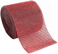 💎 diamond rhinestone mesh ribbon – premium quality sparkling bling wrap ribbon bulk roll for arts, crafts, party decorations - red, 4.75" x 10 yards, 24 rows - 1 roll logo