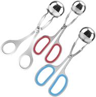 🍡 set of 3 stainless steel meat ballers by aifuda - nonstick meatball scoop, ice cream scoop, cake pop and fruit maker with ice tongs - ideal for cookie dough, melon logo