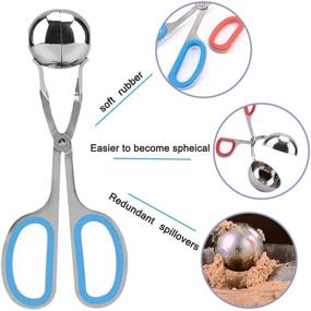 img 1 attached to 🍡 Set of 3 Stainless Steel Meat Ballers by AIFUDA - Nonstick Meatball Scoop, Ice Cream Scoop, Cake Pop and Fruit Maker with Ice Tongs - Ideal for Cookie Dough, Melon