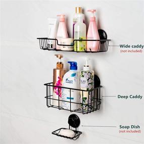 img 2 attached to 🚿 Rustproof Stainless Steel Black Deep Shower Caddy Bath Wall Shelf - iPEGTOP Suction Cup Adhesive for Large Shampoo Shower Gel Holder & Bathroom Storage