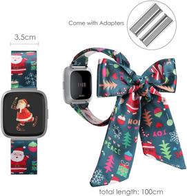 img 3 attached to Wearlizer Scarf Bands Compatible With Fitbit Versa/Fitbit Versa 2/Versa Lite Special Edition Women Girl Fashion Cute Silk Replacement Wrist Strap For Versa (Christmas Santa)